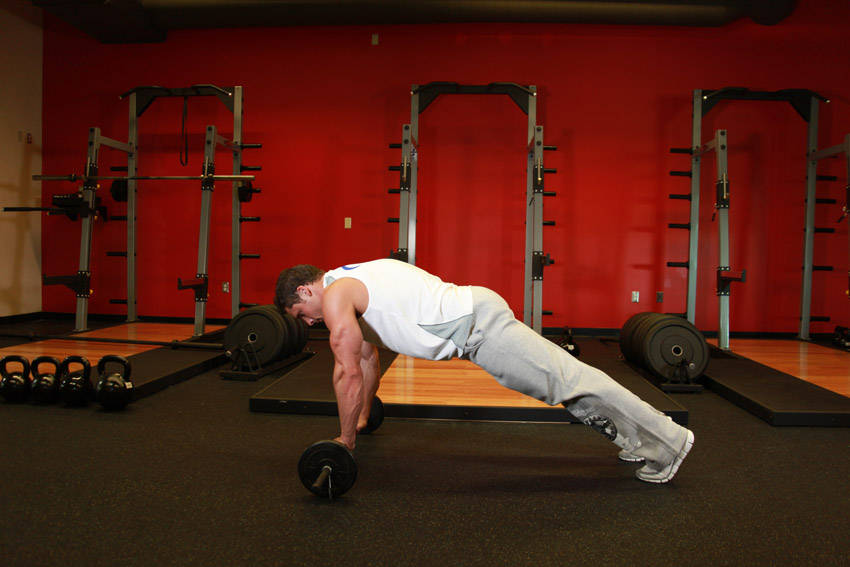 Barbell Ab Rollout — Barbell Abdominals exercise demonstration