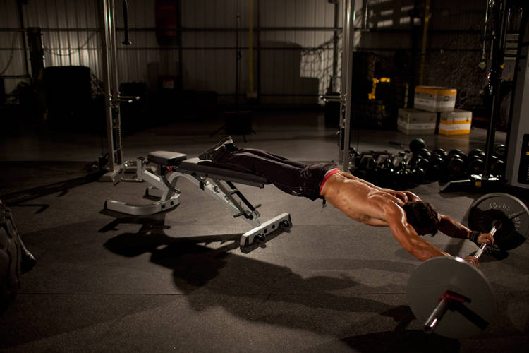 Barbell Rollout from Bench — Barbell Abdominals exercise demonstration