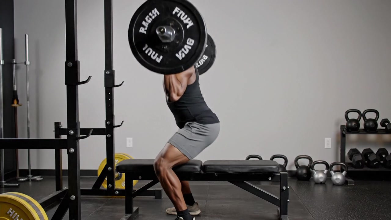 Barbell Squat To A Bench — Barbell Quadriceps exercise demonstration