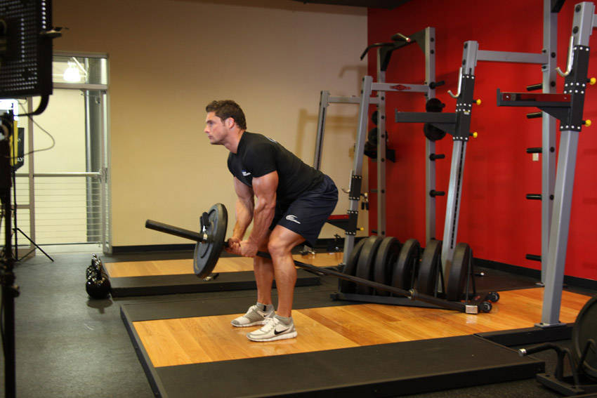 Bent Over Two-Arm Long Bar Row — Barbell Middle Back exercise demonstration