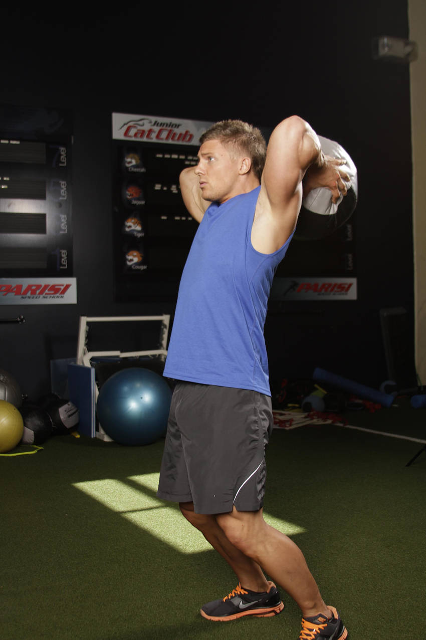Catch and Overhead Throw — Medicine Ball Lats exercise demonstration