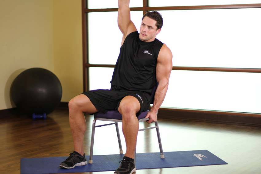 Chair Lower Back Stretch — Body Weight Lats exercise demonstration