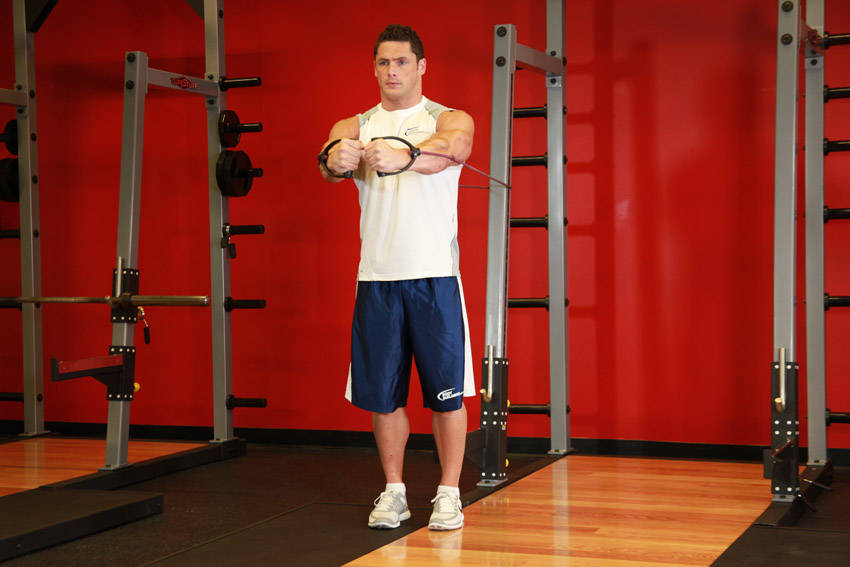 Cross Over - With Bands — Band Chest exercise demonstration