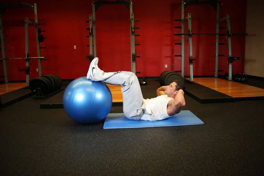 Crunch - Legs On Exercise Ball — Body Weight Abdominals exercise demonstration