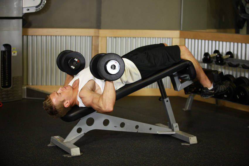 Decline Dumbbell Bench Press — Dumbbell Chest exercise demonstration