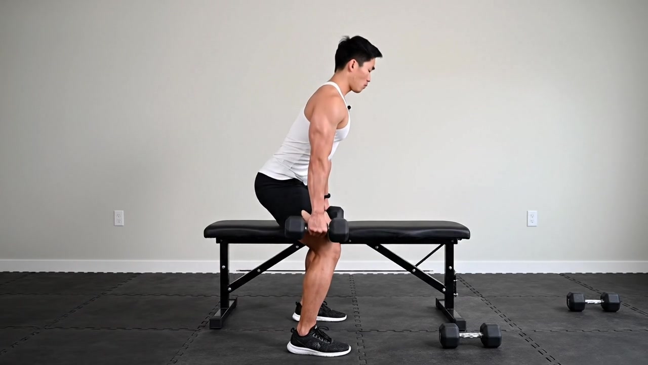 Dumbbell Squat To A Bench — Dumbbell Quadriceps exercise demonstration