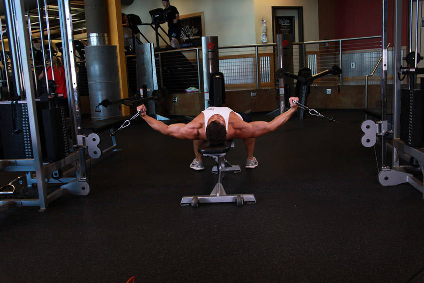 Flat Bench Cable Flyes — Cable Chest exercise demonstration