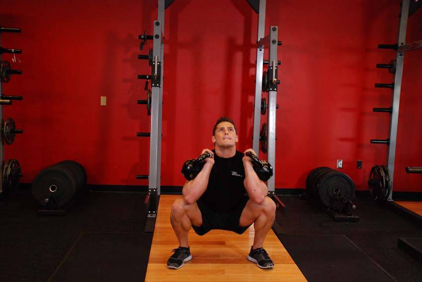 Front Squats With Two Kettlebells — Kettlebell Quadriceps exercise demonstration