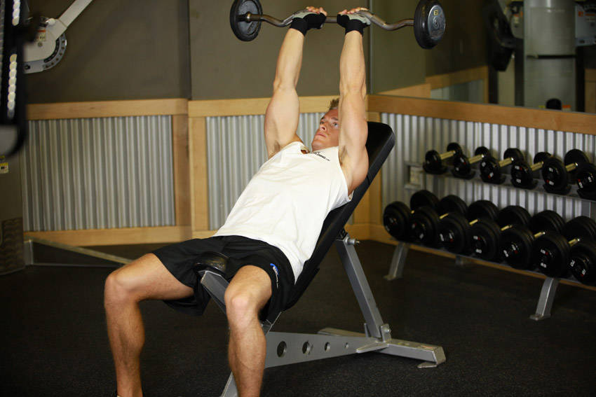 Incline Barbell Triceps Extension — Barbell Triceps exercise demonstration