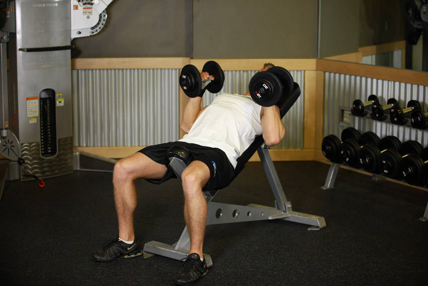 Incline Dumbbell Bench With Palms Facing In — Dumbbell Chest exercise demonstration