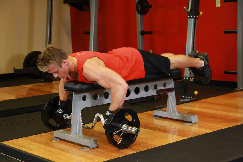 Lying Cambered Barbell Row — Barbell Middle Back exercise demonstration
