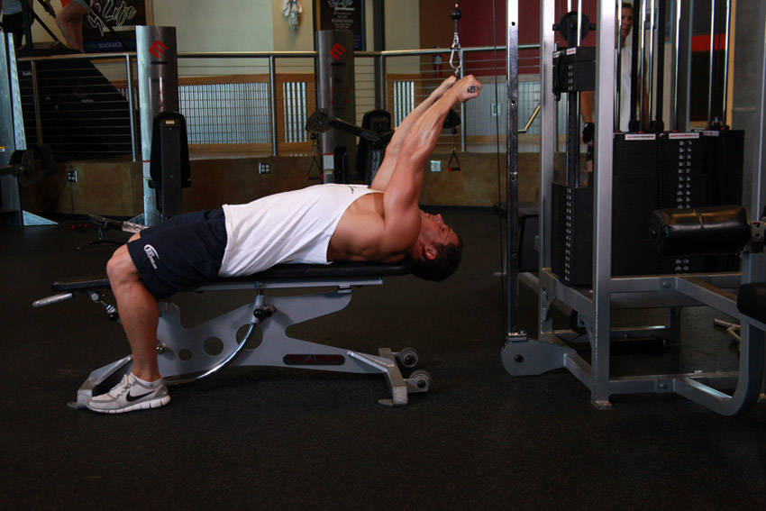 Lying Close-Grip Bar Curl On High Pulley — Cable Biceps exercise demonstration