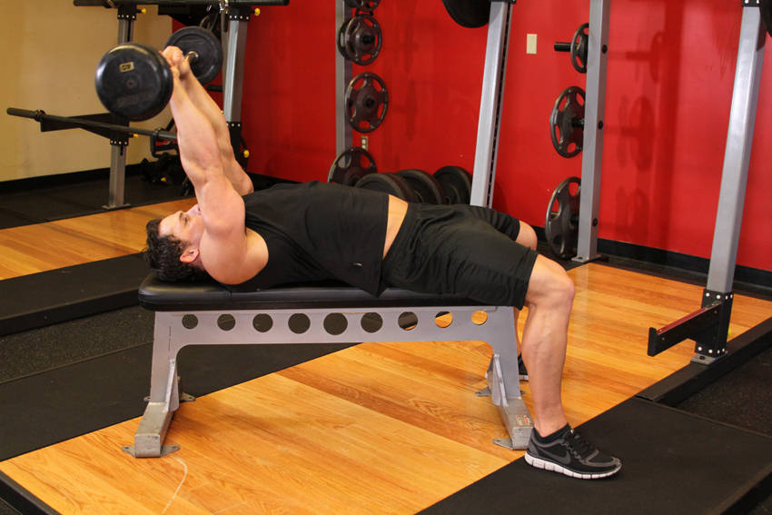 Lying Close-Grip Barbell Triceps Extension Behind The Head — Barbell Triceps exercise demonstration