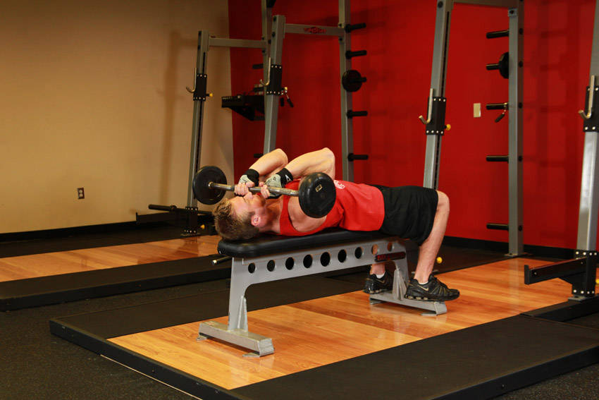 Lying Close-Grip Barbell Triceps Press To Chin — EZ Barbell Triceps exercise demonstration