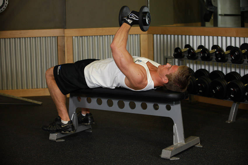 One-Arm Flat Bench Dumbbell Flye — Dumbbell Chest exercise demonstration
