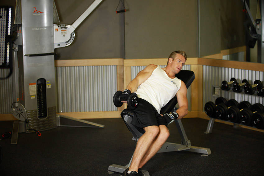 One-Arm Incline Lateral Raise — Dumbbell Shoulders exercise demonstration