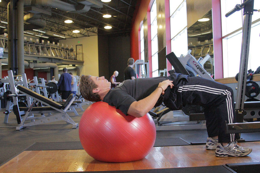 Physioball Hip Bridge — Stability Ball Glutes exercise demonstration