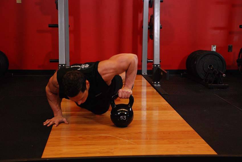 Plyo Kettlebell Pushups — Kettlebell Chest exercise demonstration