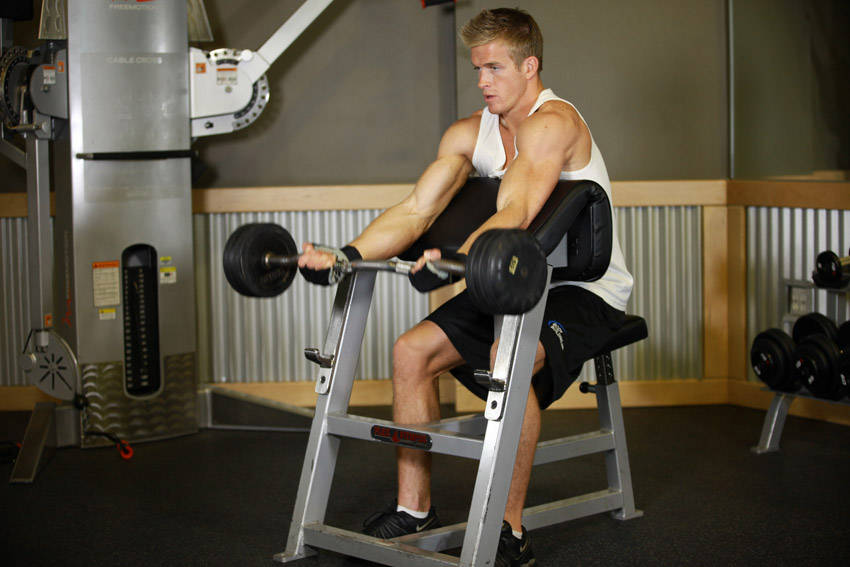 Preacher Curl — Barbell Biceps exercise demonstration