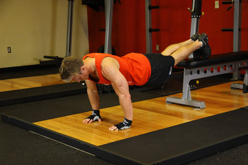 Push-Ups With Feet Elevated — Body Weight Chest exercise demonstration