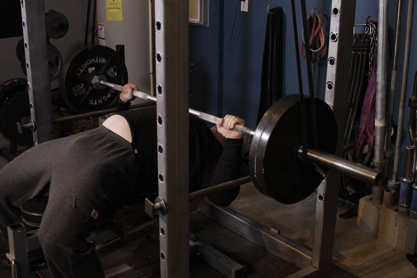 Reverse Band Bench Press — Barbell Triceps exercise demonstration