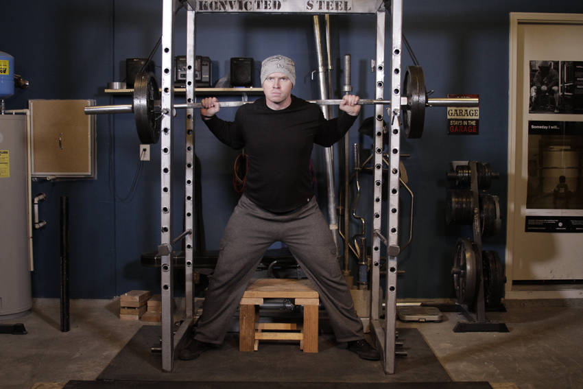 Reverse Band Box Squat — Barbell Quadriceps exercise demonstration