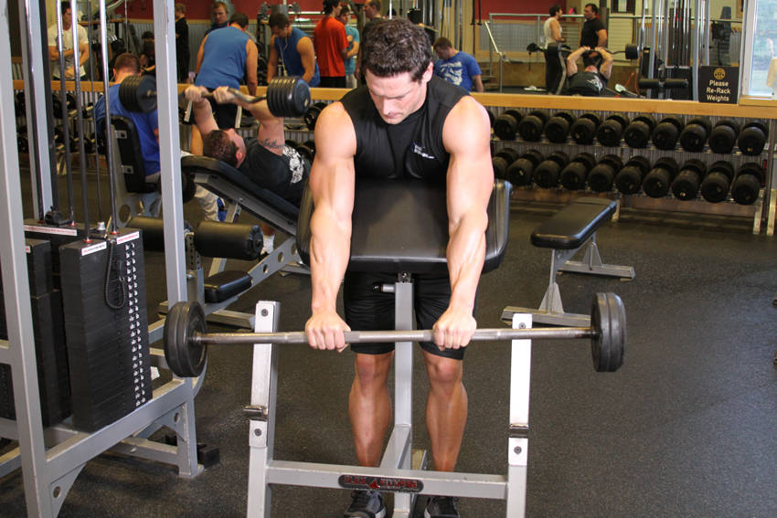 Reverse Barbell Preacher Curls — EZ Barbell Biceps exercise demonstration
