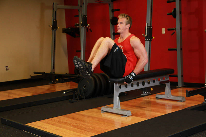 Seated Flat Bench Leg Pull-In — Body Weight Abdominals exercise demonstration