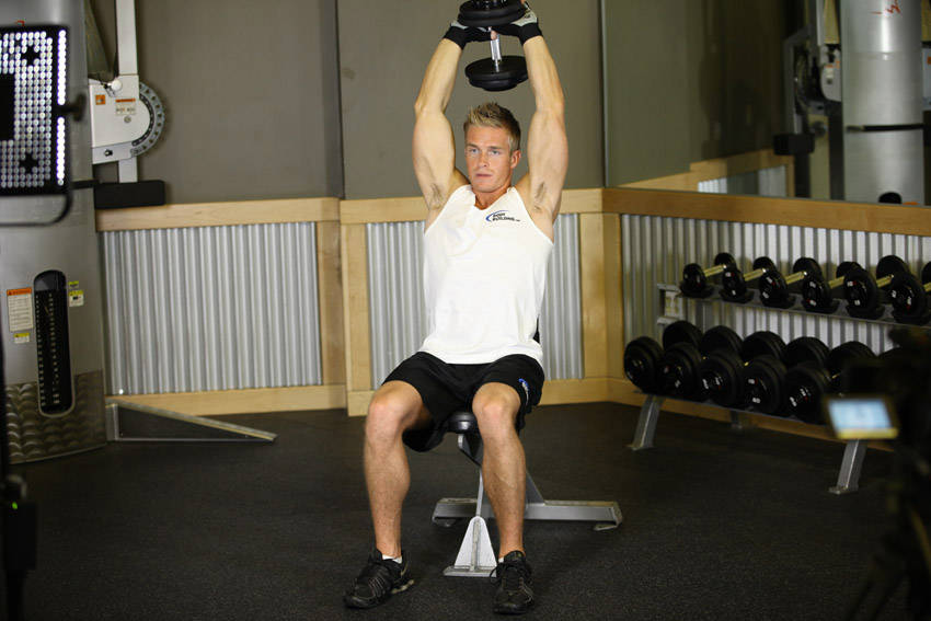 Seated Triceps Press — Dumbbell Triceps exercise demonstration