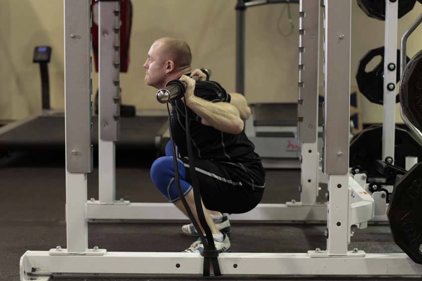 Squat with Bands — Barbell Quadriceps exercise demonstration
