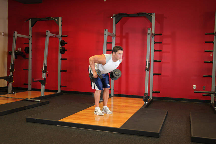 Standing Bent-Over Two-Arm Dumbbell Triceps Extension — Dumbbell Triceps exercise demonstration