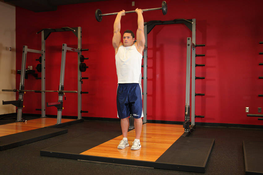 Standing Overhead Barbell Triceps Extension — Barbell Triceps exercise demonstration