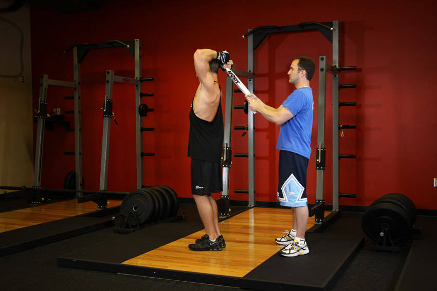 Standing Towel Triceps Extension — Body Weight Triceps exercise demonstration