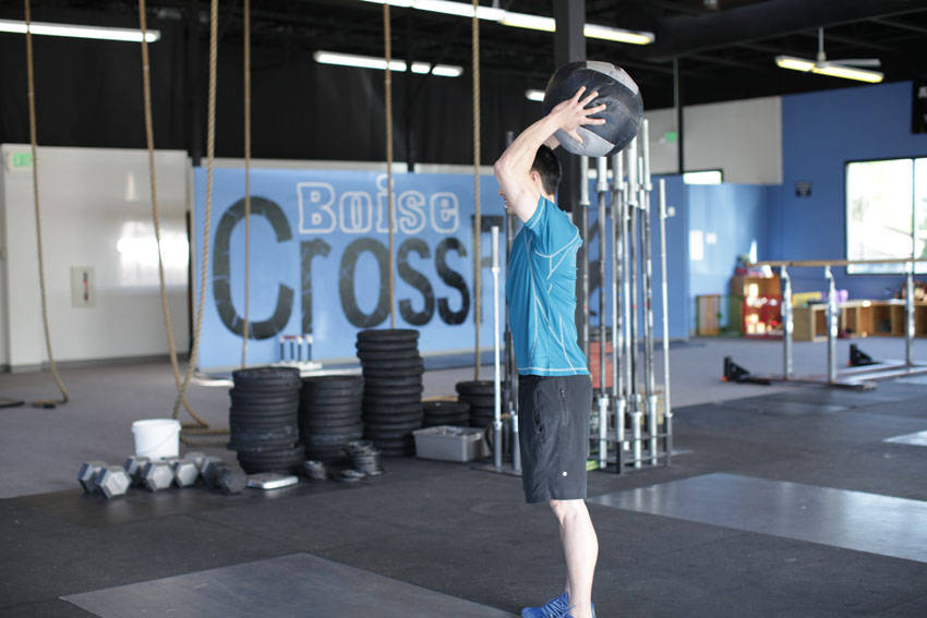 Standing Two-Arm Overhead Throw — Medicine Ball Shoulders exercise demonstration