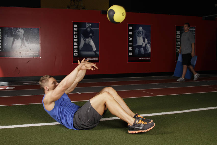 Supine Two-Arm Overhead Throw — Medicine Ball Abdominals exercise demonstration